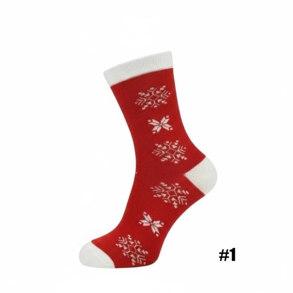 Novelty Christmas Knit Socks 5.5-9 US Holiday Snowflakes Unisex Soft Cozy‎ NEW